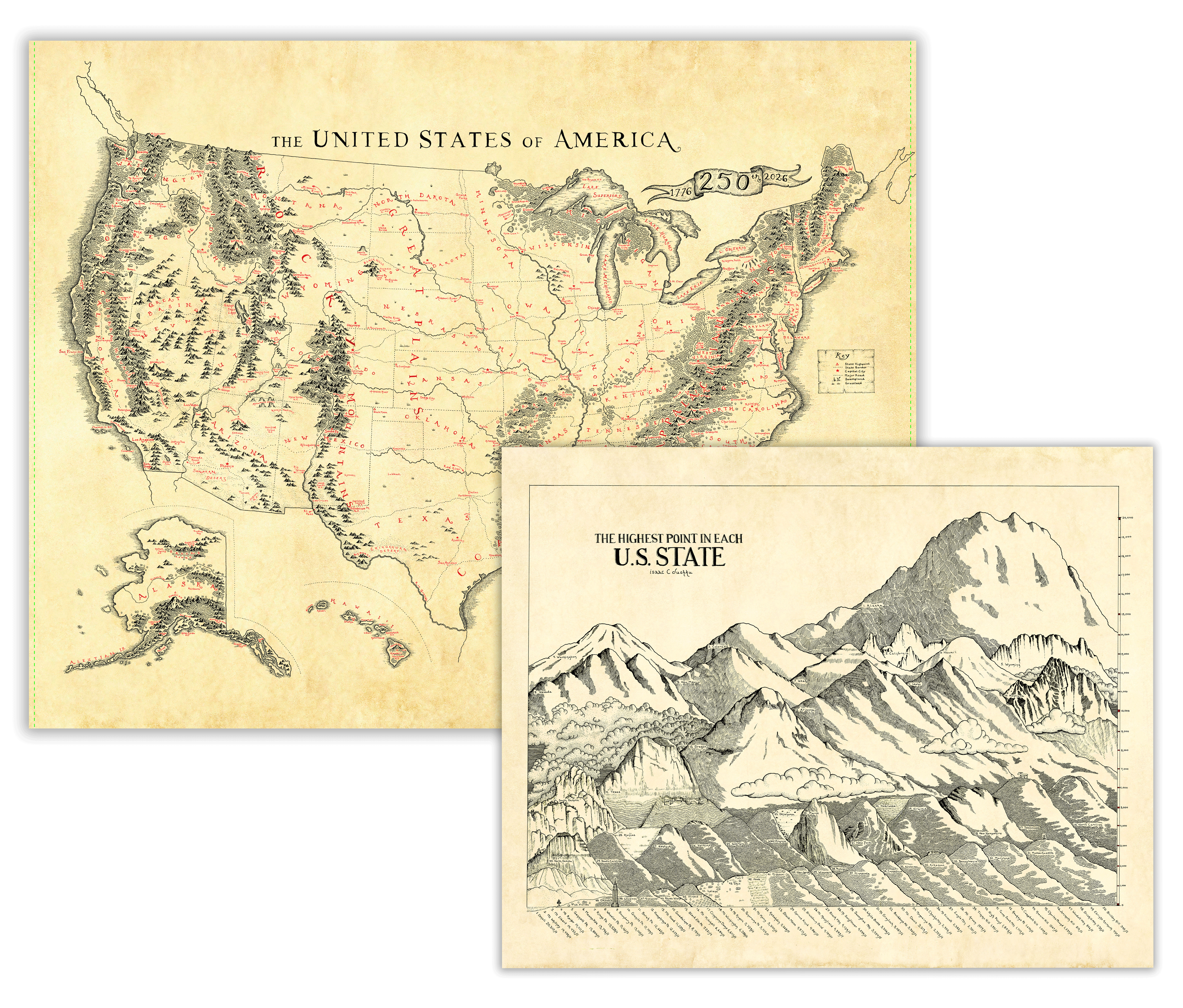 USA 250th Anniversary Map + FREE Mountain Map – Lord of Maps