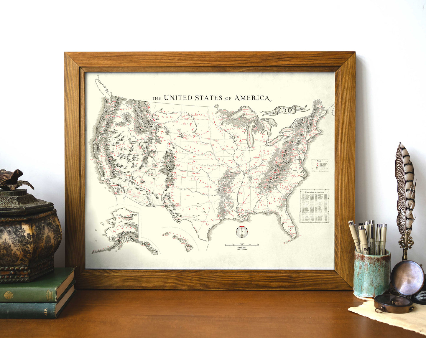 USA 250th Anniversary Map + FREE Mountain Map