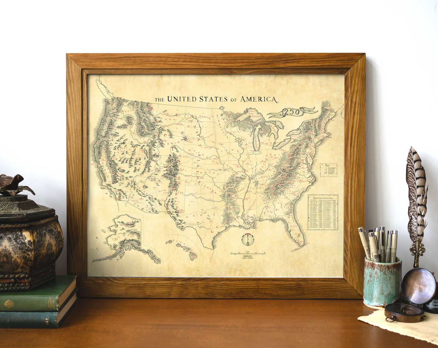 USA 250th Anniversary Map + FREE Mountain Map