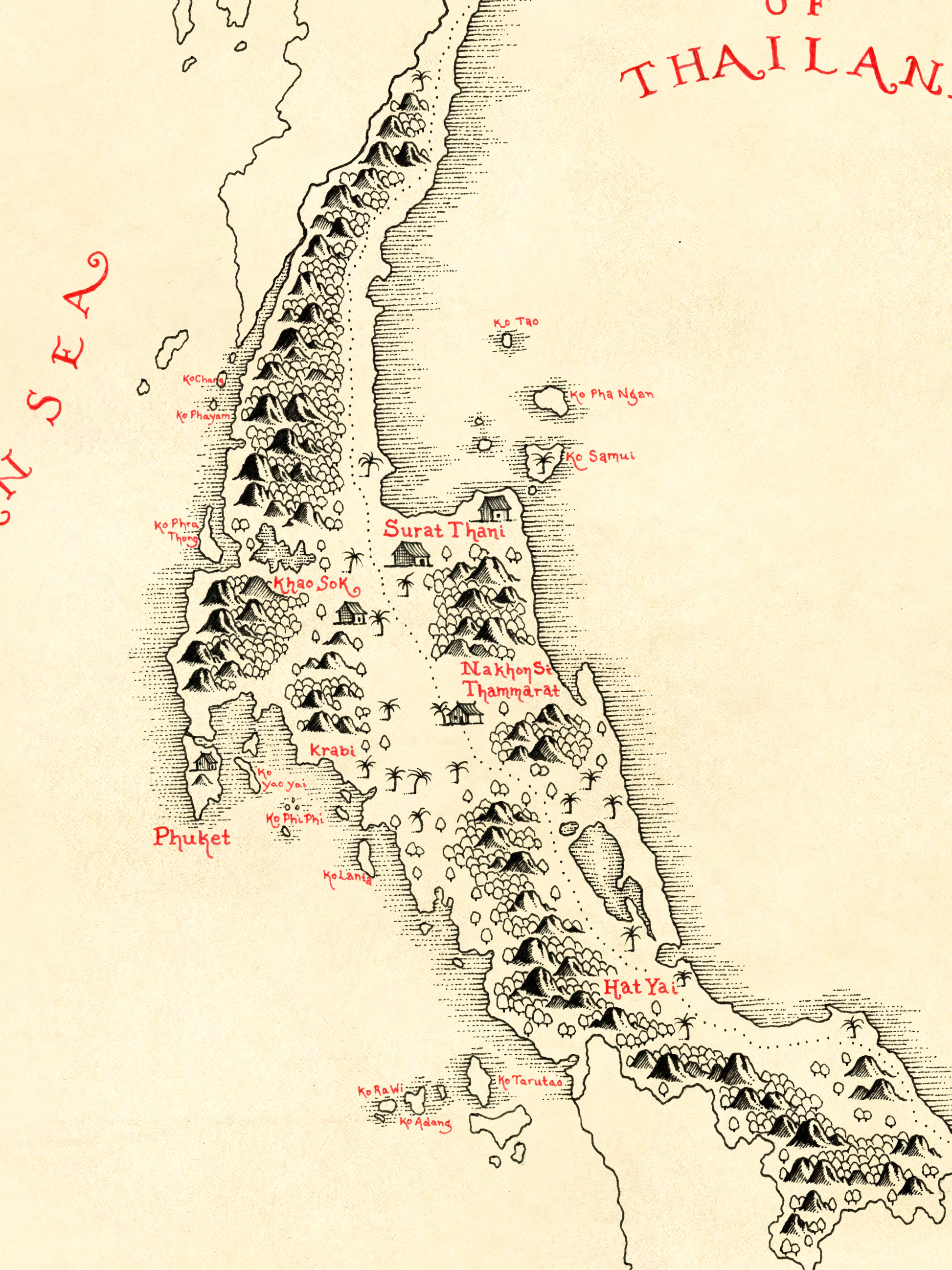 Close up of Krabi map