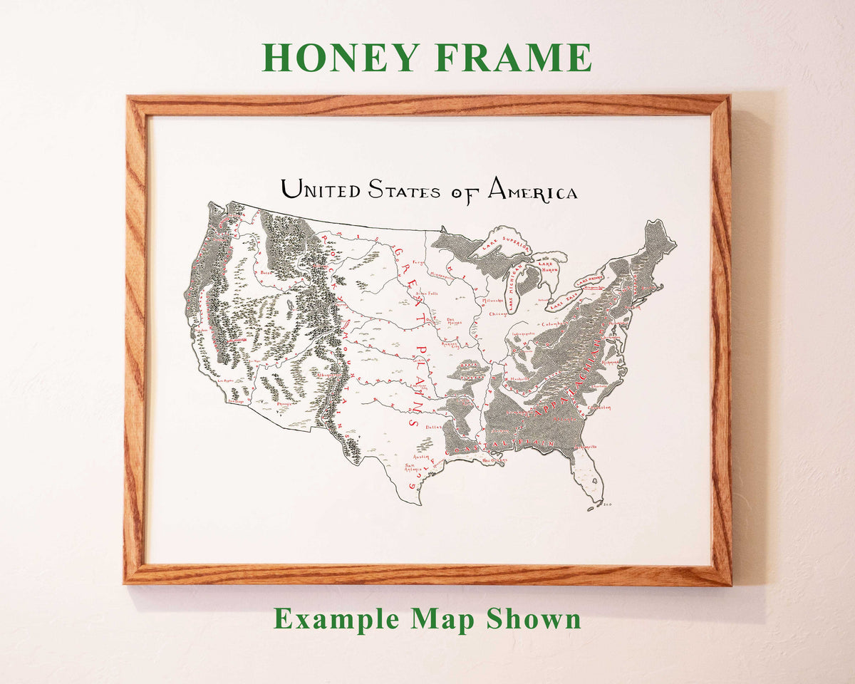 Honey frame shown on a sample map