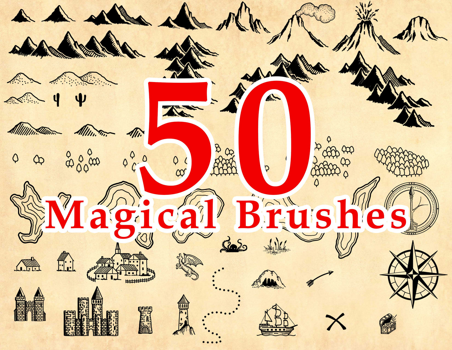 Digital Map Making Set (50 Brushes)