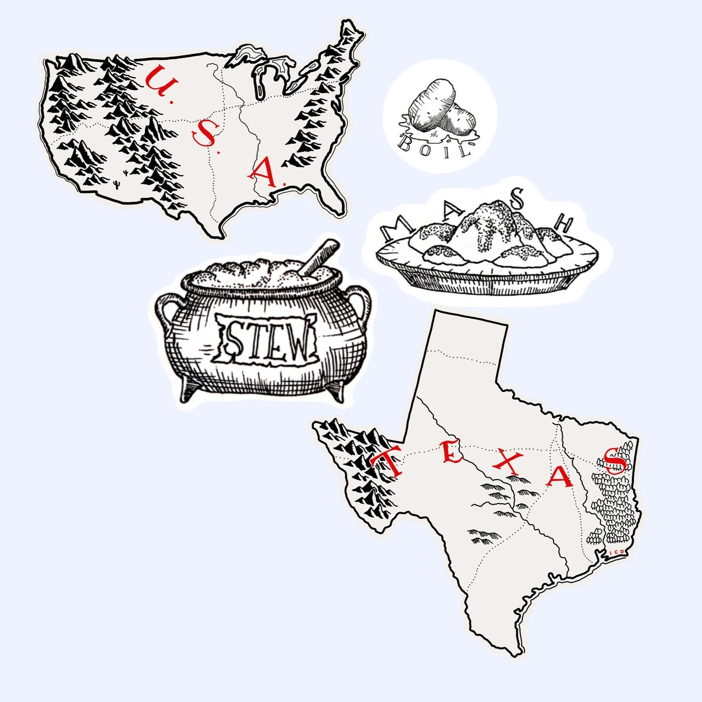 State, Potato Pack - Sticker Pack (ALL STATES AVAILABLE)